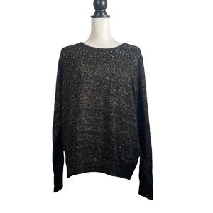 Cathy Daniels Black Gold Sequins Boatneck Tight Knit Long Sleeve Sweater…